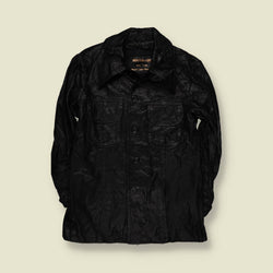 1970s | Meisterklasse | Black Leather Button Front Shirt Jacket - XS