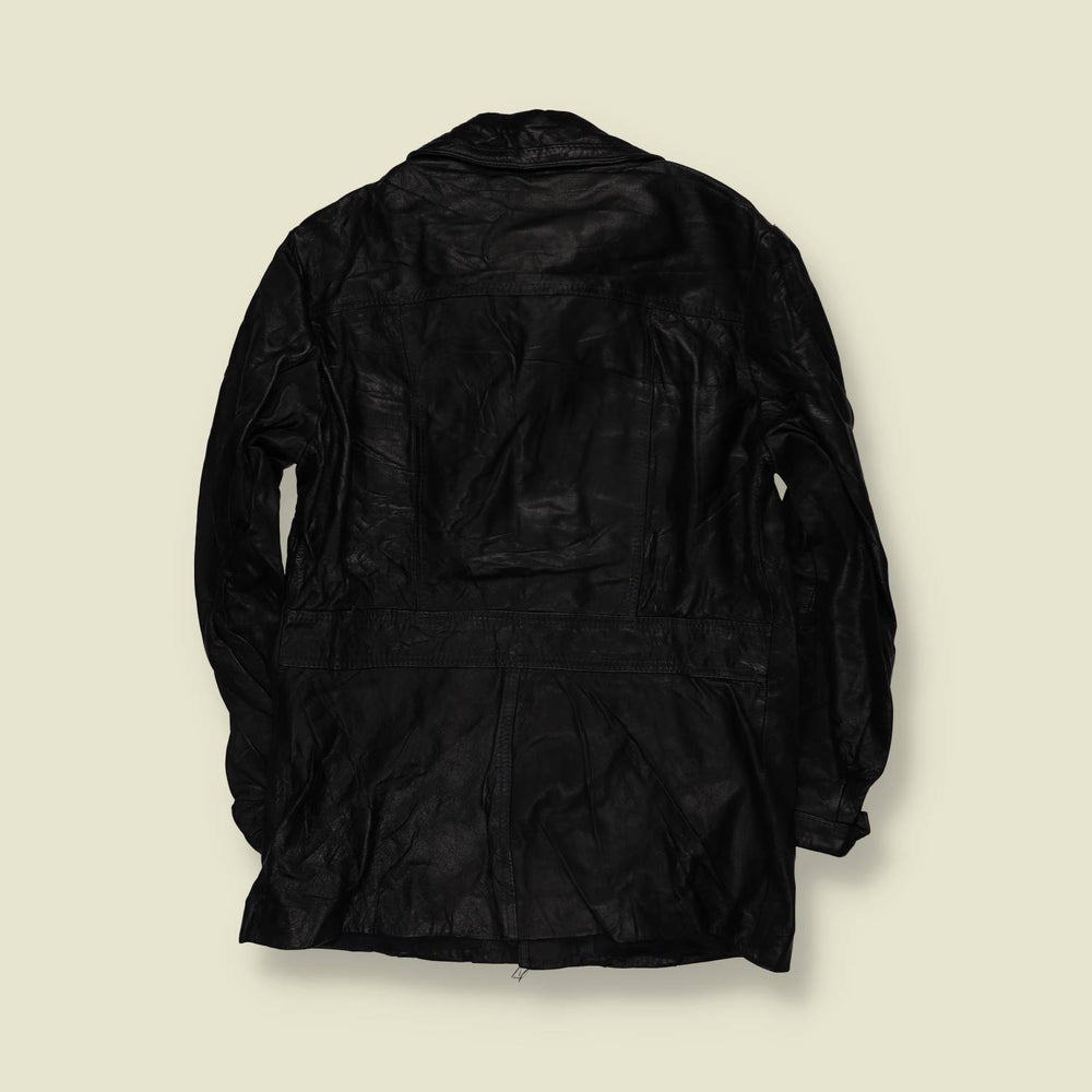 1970s | Meisterklasse | Black Leather Button Front Shirt Jacket - XS