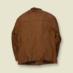 1970s | Tan Leather Button Front Jacket - S