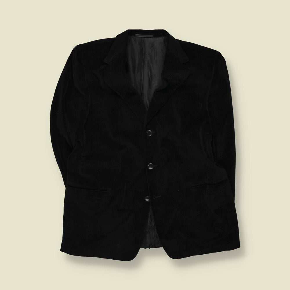 1990s | Gianni Versace | Black Velvet Single Breasted Blazer - L