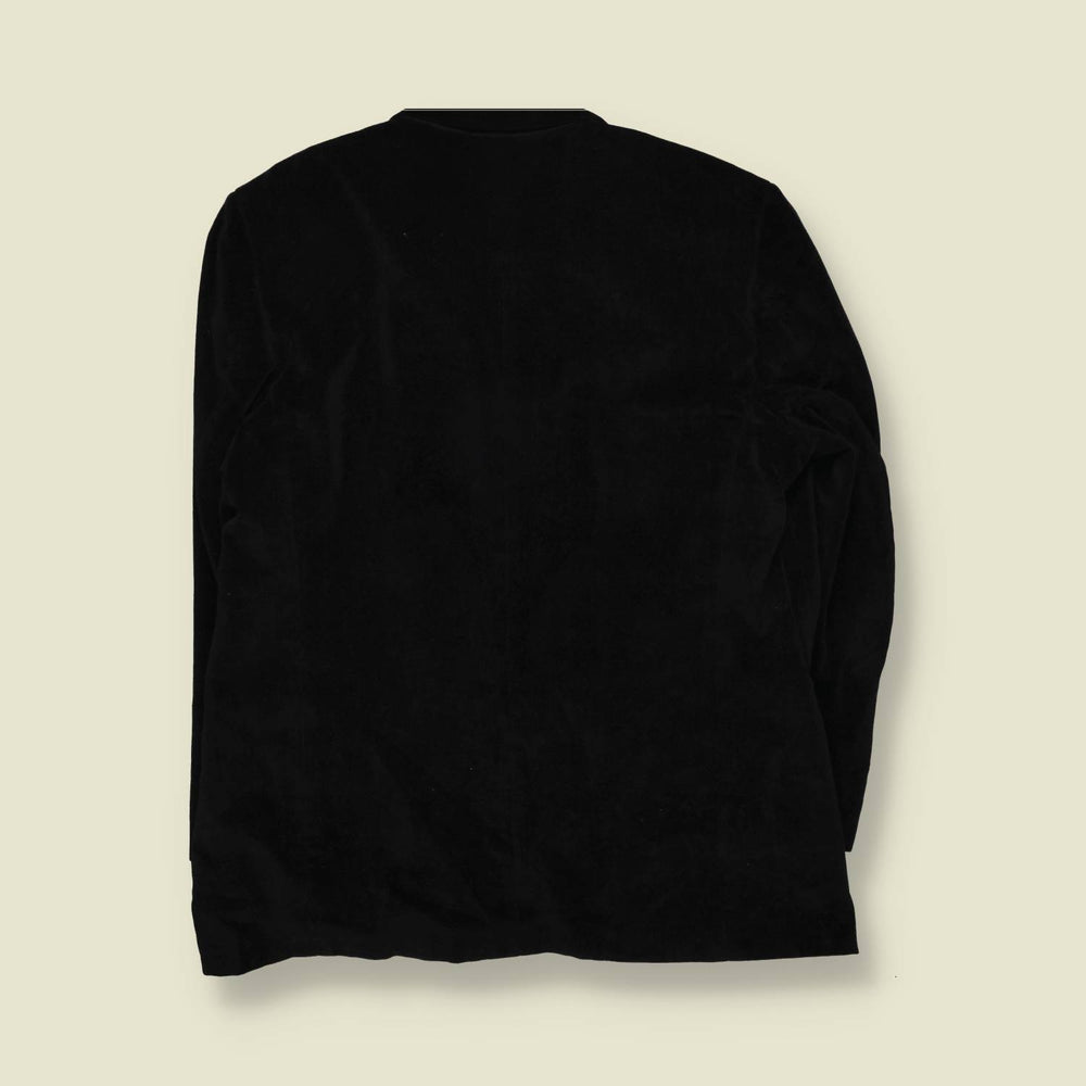 1990s | Gianni Versace | Black Velvet Single Breasted Blazer - L