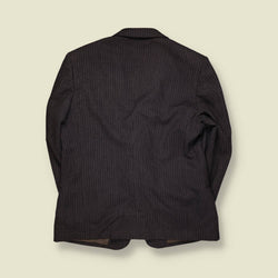 1980s | Valentino | Charcoal Pinstripe Single Breasted Blazer - Made in Italy - L