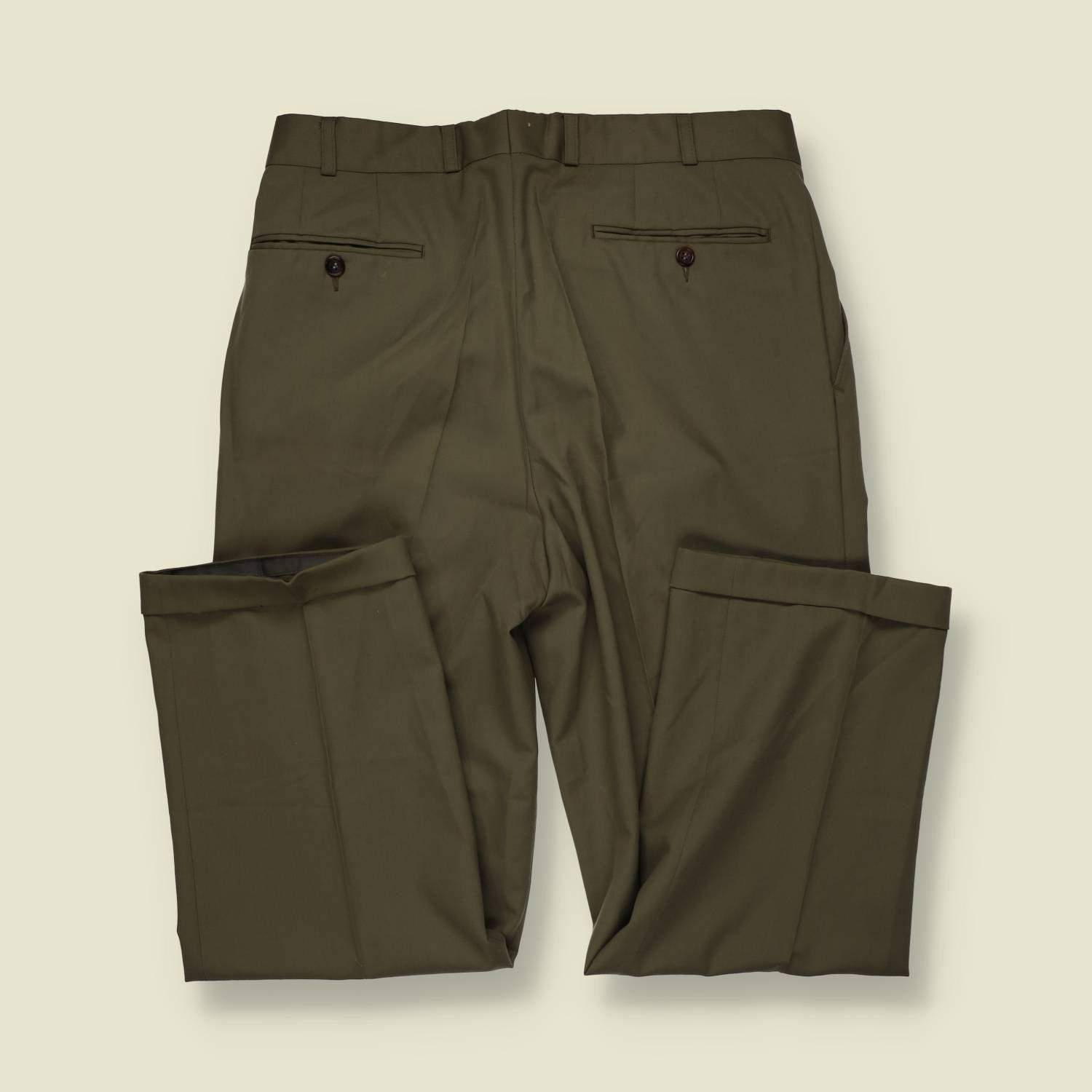 1990s | Burberrys | Olive Pleated Trousers - w34