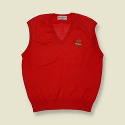 1990s | Burberrys of London | Red Knitted V-Neck Slipover - M