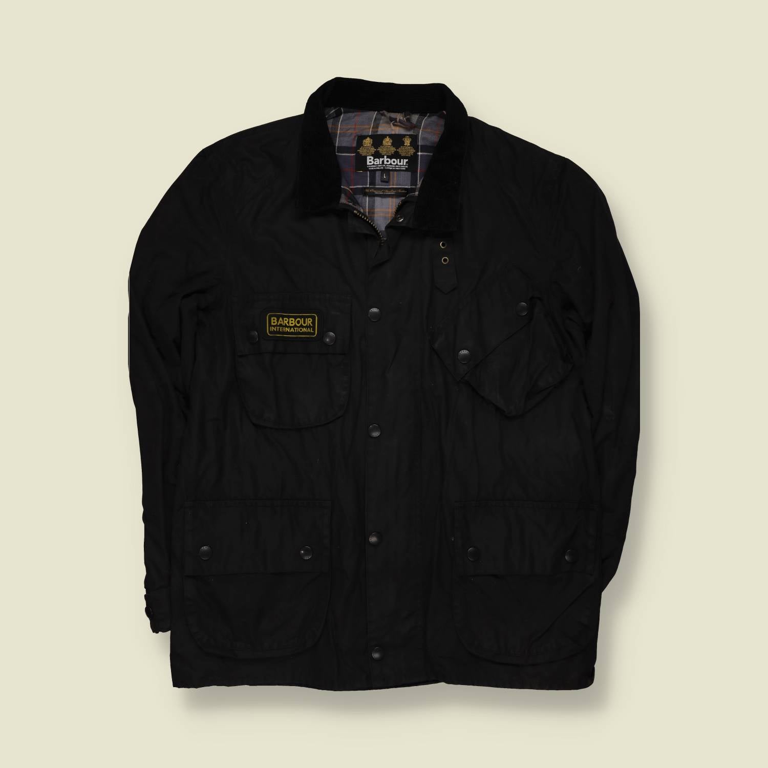 2000s | Barbour International | Black Wax Jacket - Made in England -XL