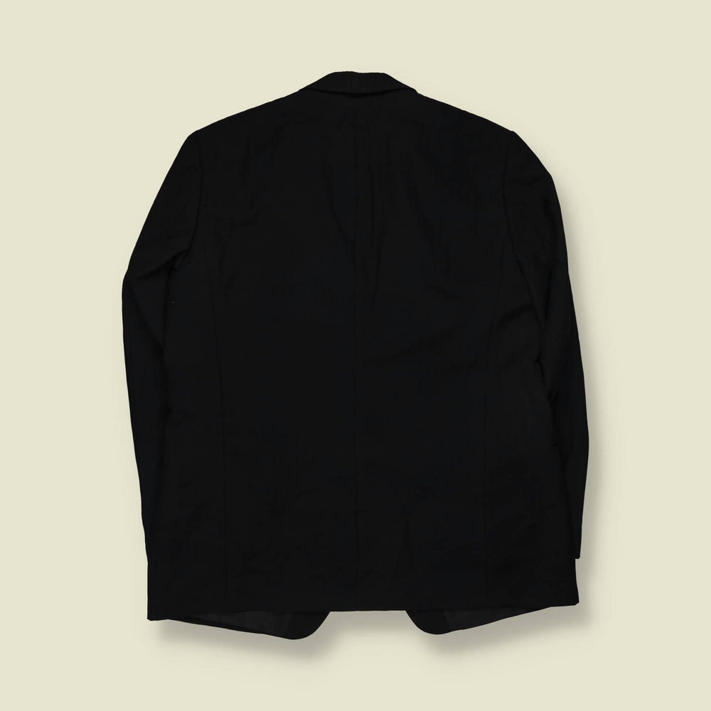 1970s-80s | Black Single Breasted Striped Two-Piece Suit - L