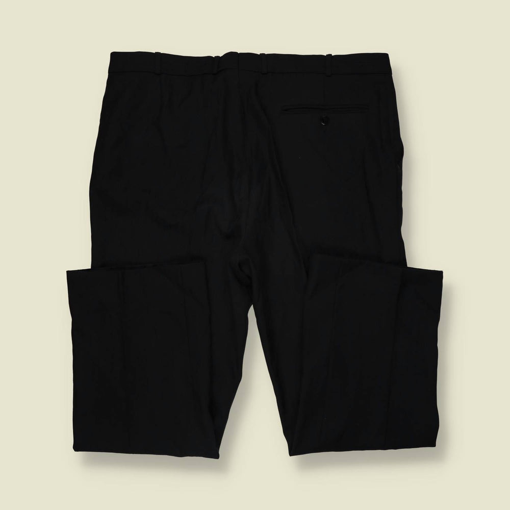 1970s-80s | Black Single Breasted Striped Two-Piece Suit - L
