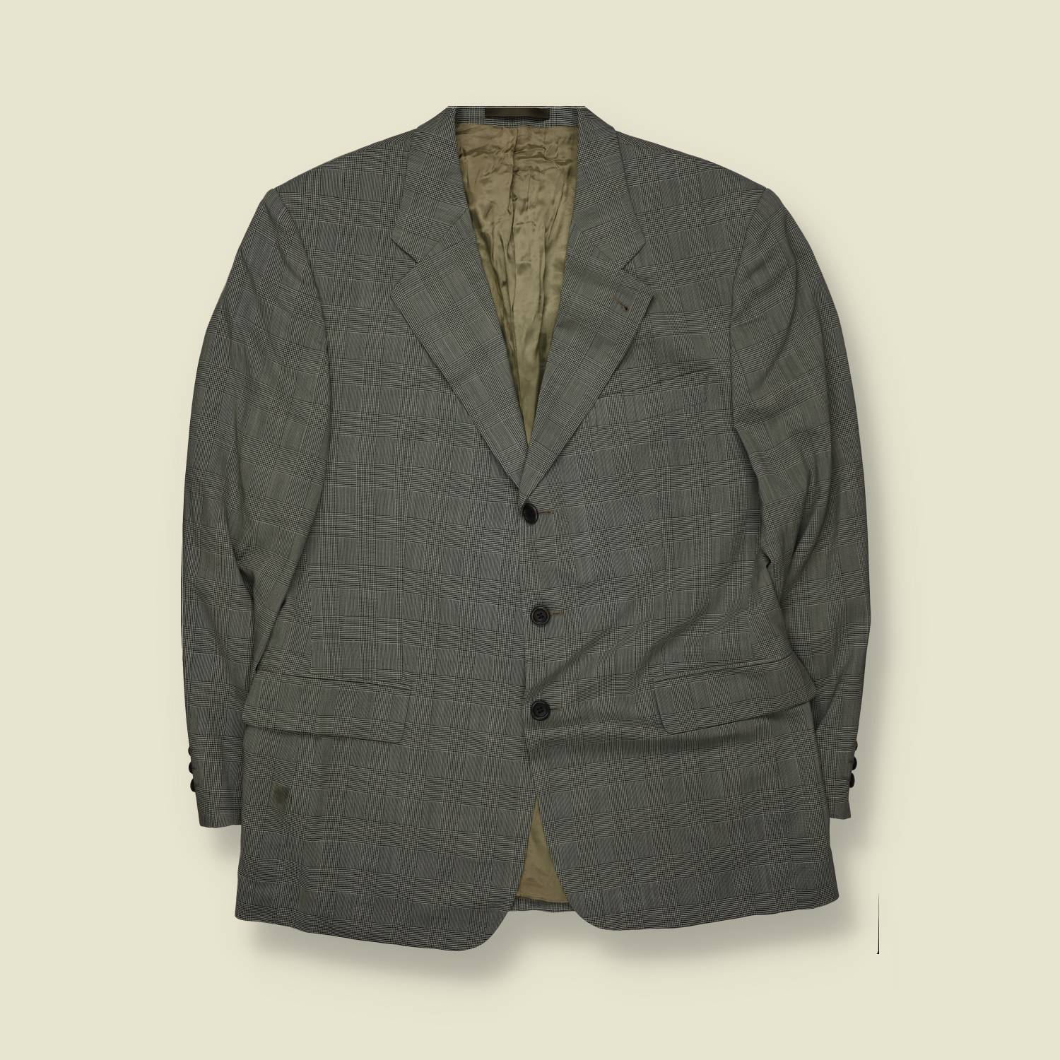 1990s | Grey Glen Check Single Breasted Two-Piece Suit - L