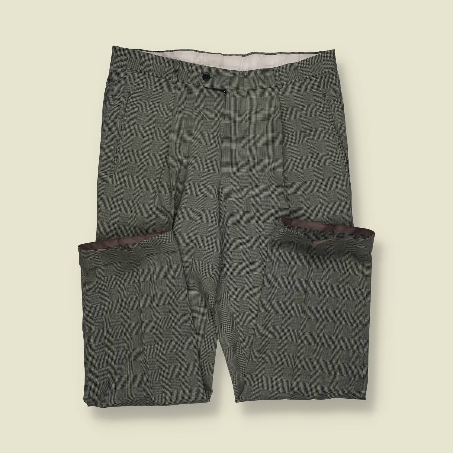 1990s | Grey Glen Check Single Breasted Two-Piece Suit - L