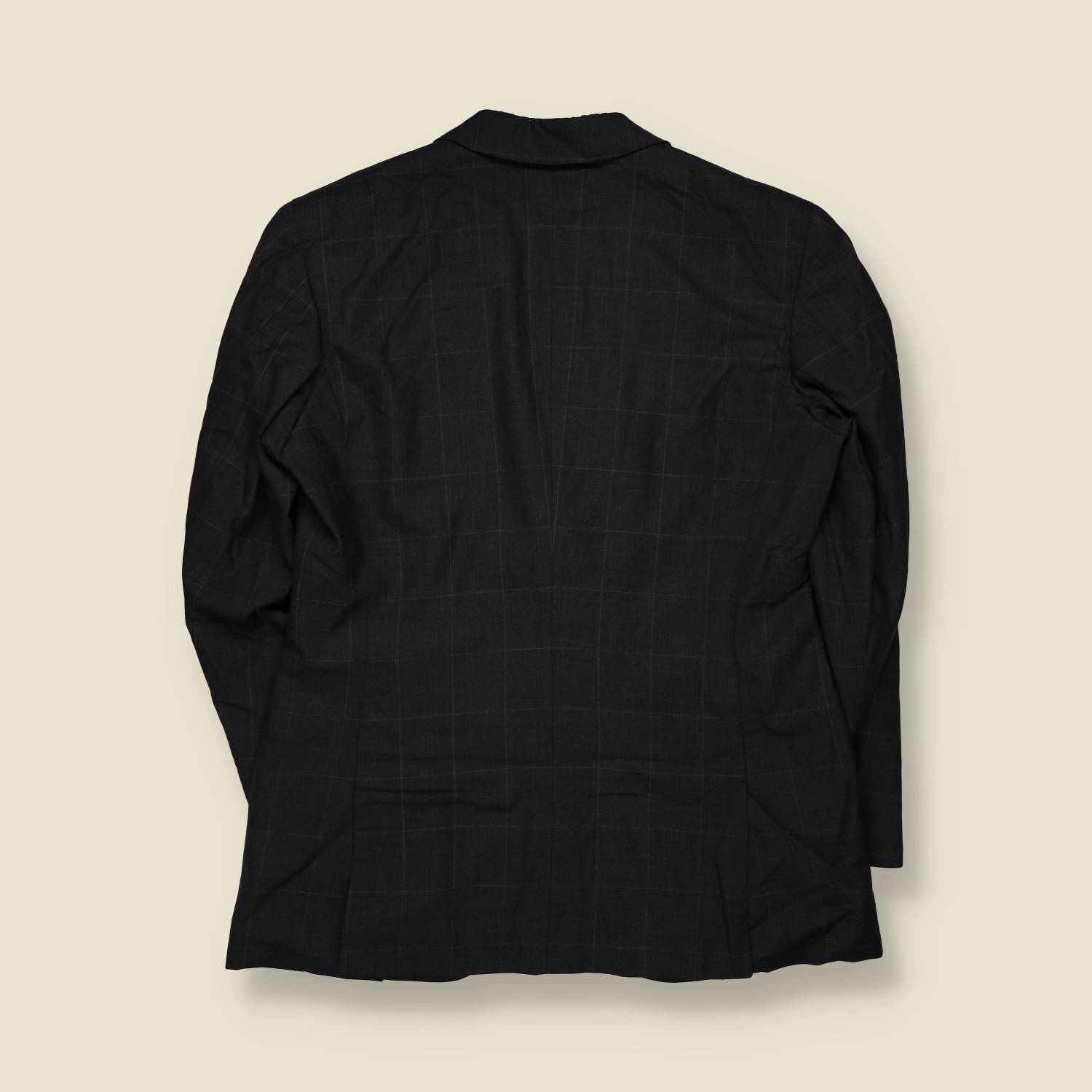 1990s | Sartoria Barberis | Dark Navy Windowpane Check Single Breasted Two-Piece Suit - S