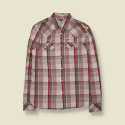2000s | Levi's | Cream & Red Plaid Long-Sleeve Western Shirt - S