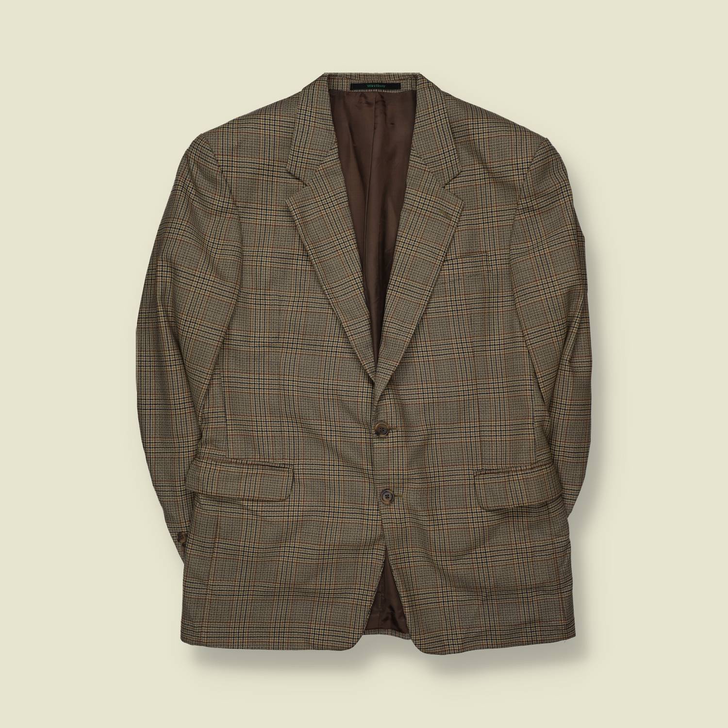 1980s | Westbury | Brown & Olive Plaid Two-Button Blazer - XL