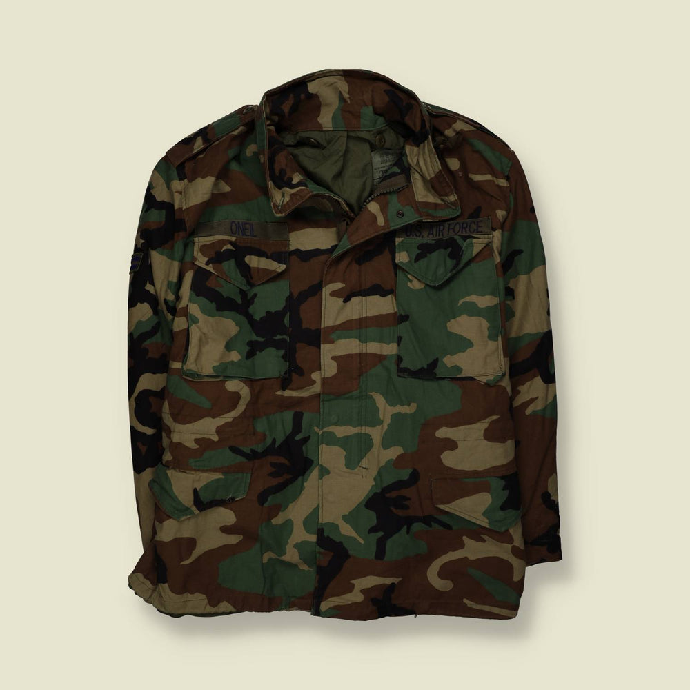 1990s | Woodland Camo M65 Field Jacket - U.S. Air Force Issued - XL
