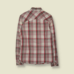 2000s | Levi's | Cream & Red Plaid Long-Sleeve Western Shirt - S