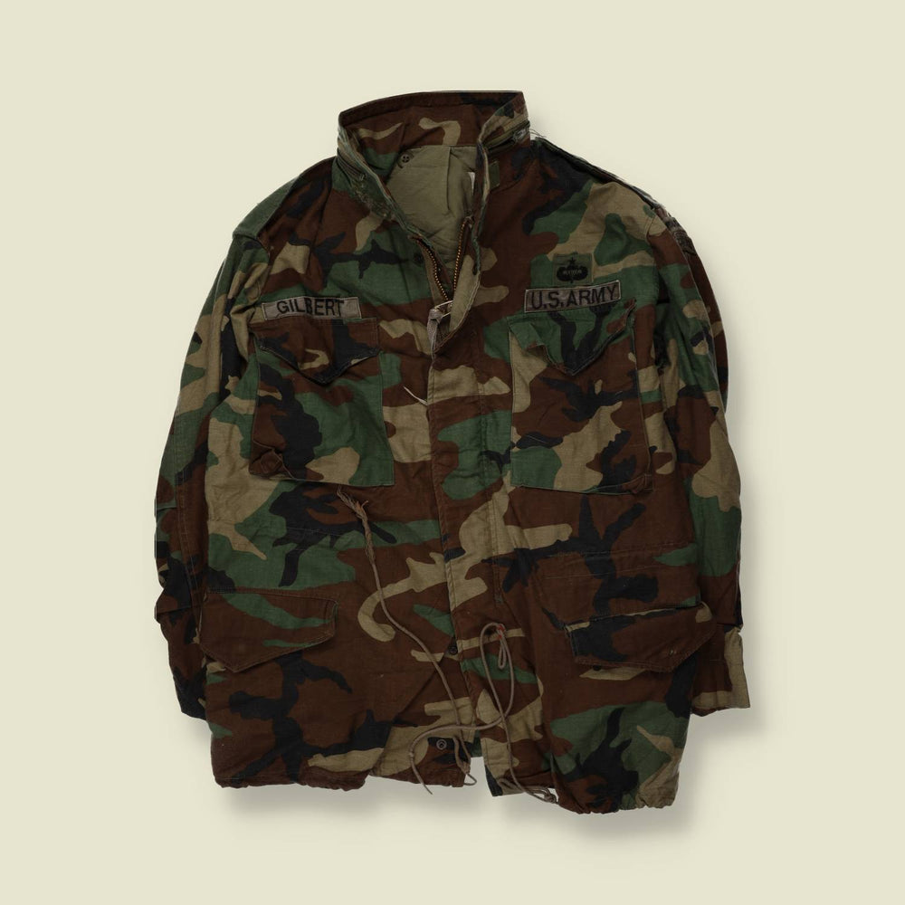 1980s | Woodland Camo M65 Field Jacket - U.S. Army Issued - XL