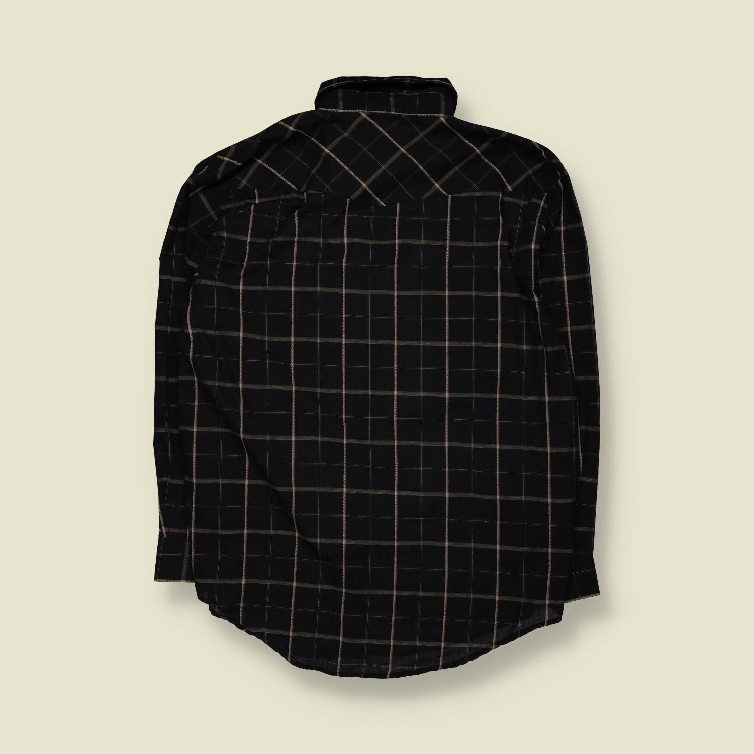 1990s | Falcon | Black Plaid Long-Sleeve Western Shirt - L