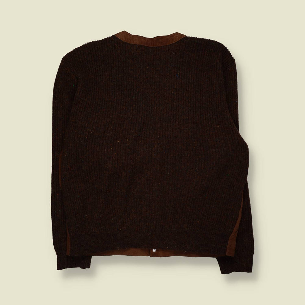 1980s | Giovanni Classics | Brown Suede & Knit Cardigan Jacket - L
