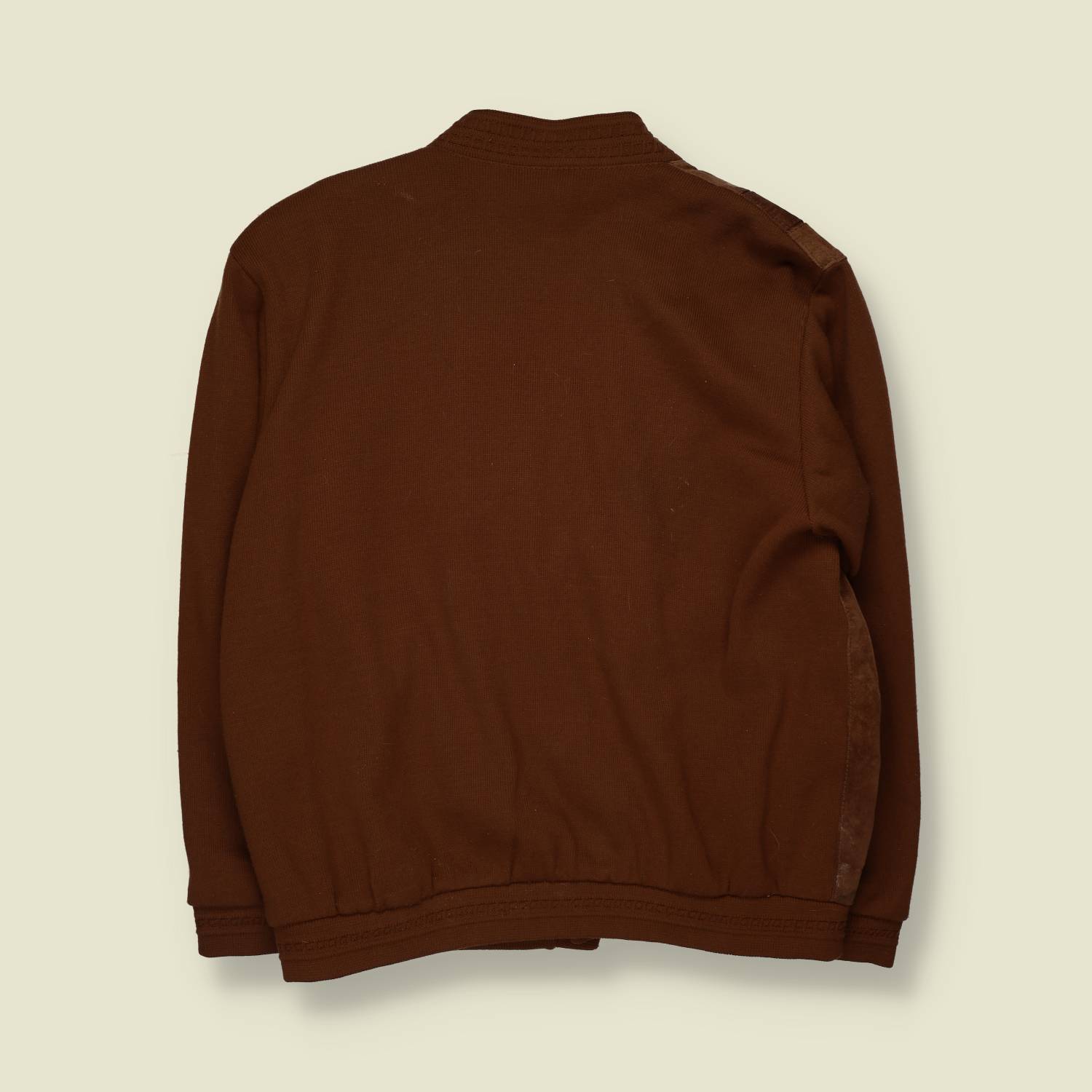 1980s | Tan Suede & Knit Cardigan Jacket - XXL