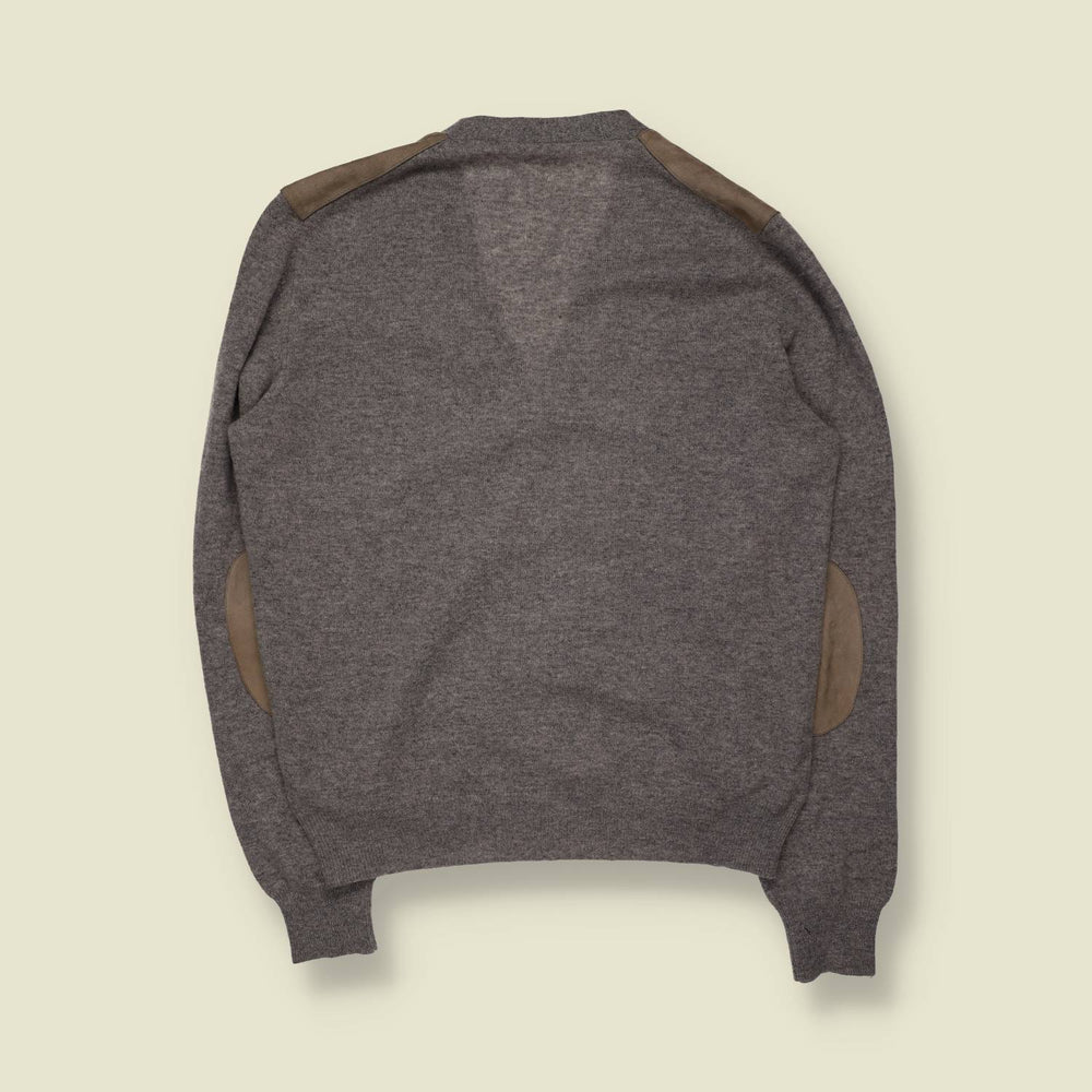 1990s | Taupe Suede & Wool-Cashmere Cardigan - Made in Italy - S