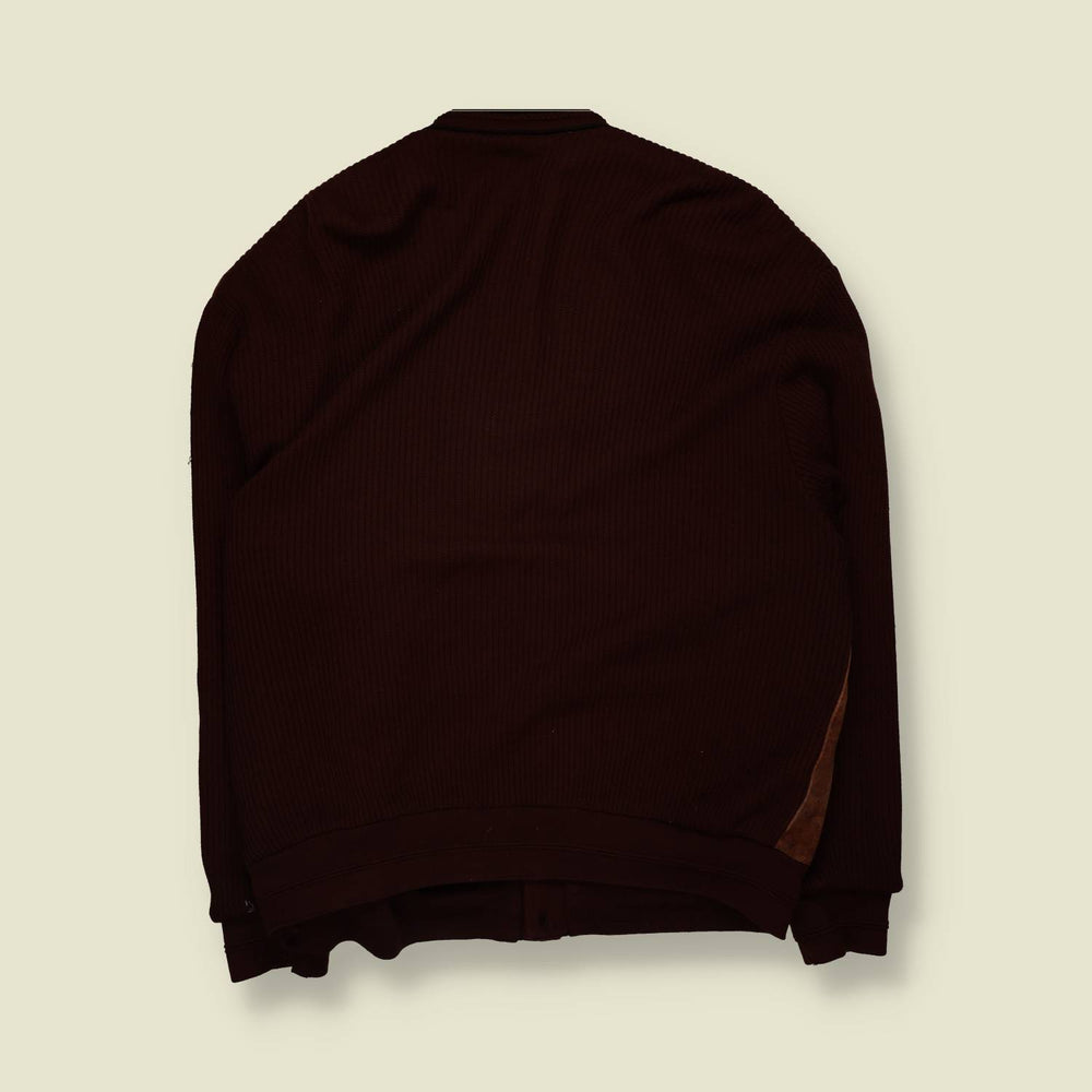 1980s | Tan Suede & Knit Cardigan Jacket - 3XL