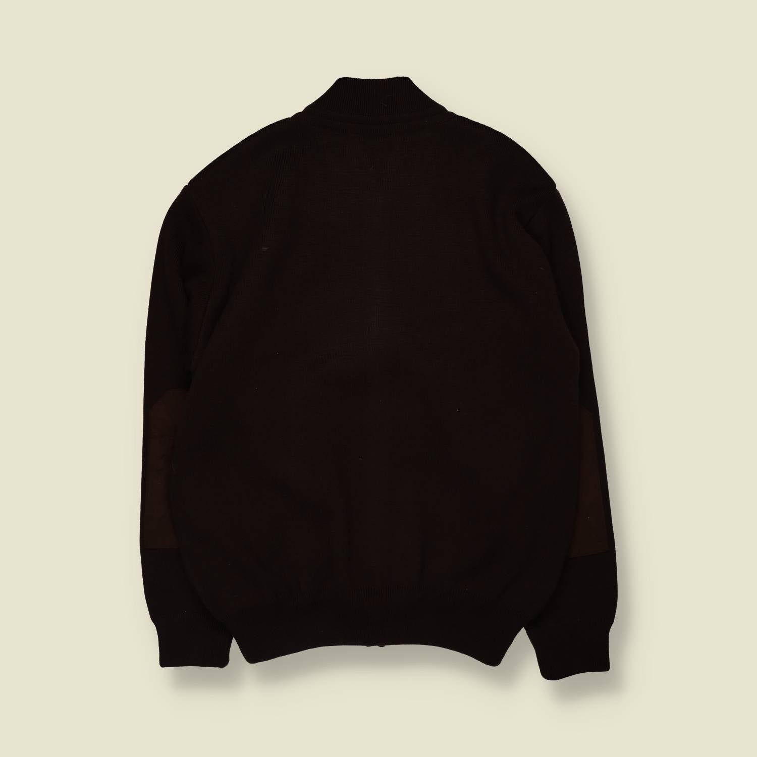 1990s | Ates | Dark Brown Suede & Knit Bomber Jacket - L
