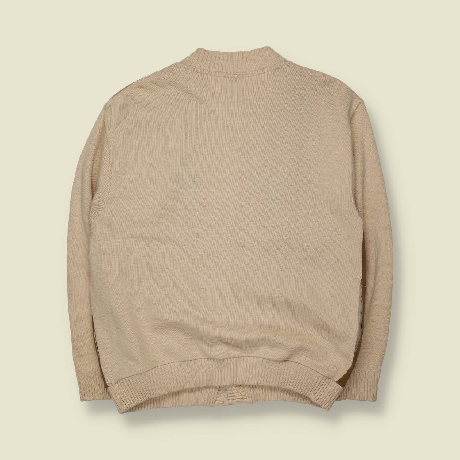 1990s | Babista | Colour Block Suede & Knit Cardigan - M