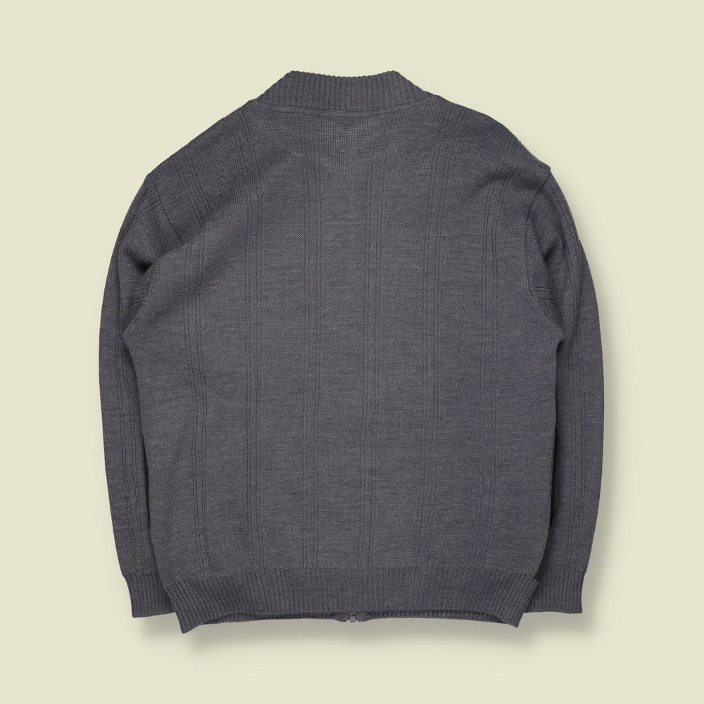 1990s | Tarbaron | Charcoal Chamois & Knit Zip Jacket - Made in Italy - XL