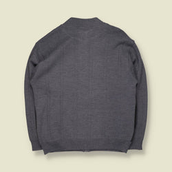 1990s | Tarbaron | Charcoal Chamois & Knit Zip Jacket - Made in Italy - XL