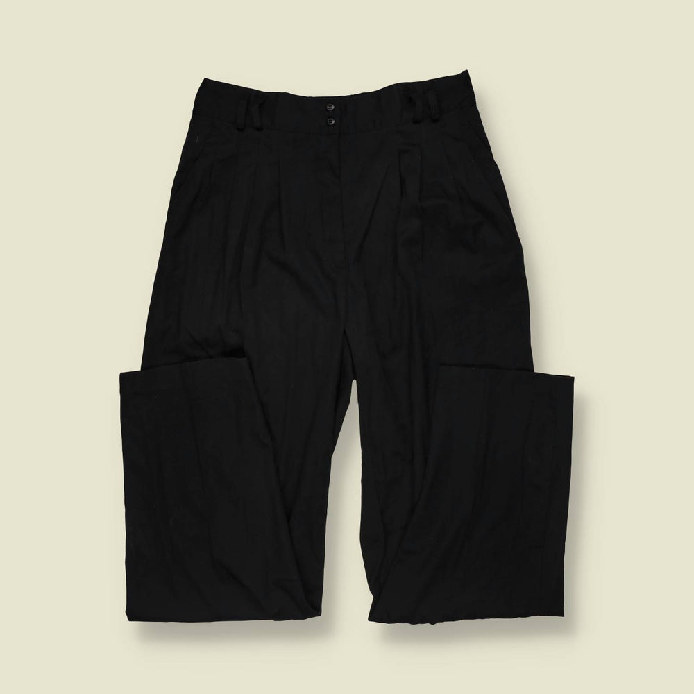 1980s | Black High-Waisted Pleated Trousers - w32