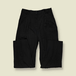 1980s | Black High-Waisted Pleated Trousers - w32