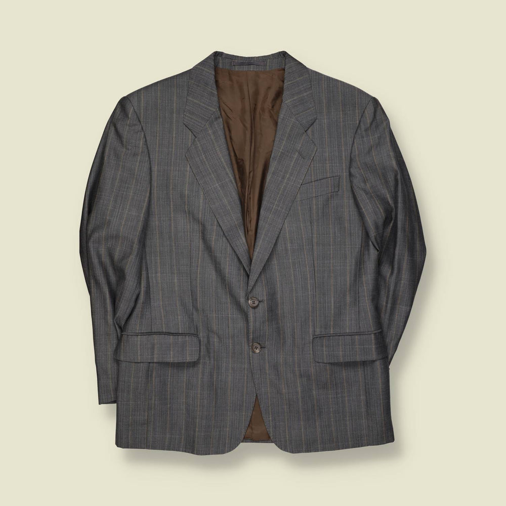 1980s | Paul Smith | Grey Chalk Stripe Two-Button Blazer - M