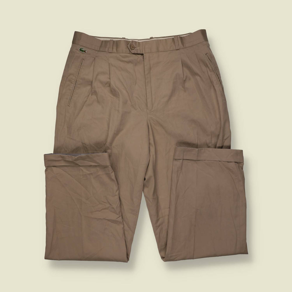 1990s | Lacoste | Stone Pleated Cotton Trousers - w34