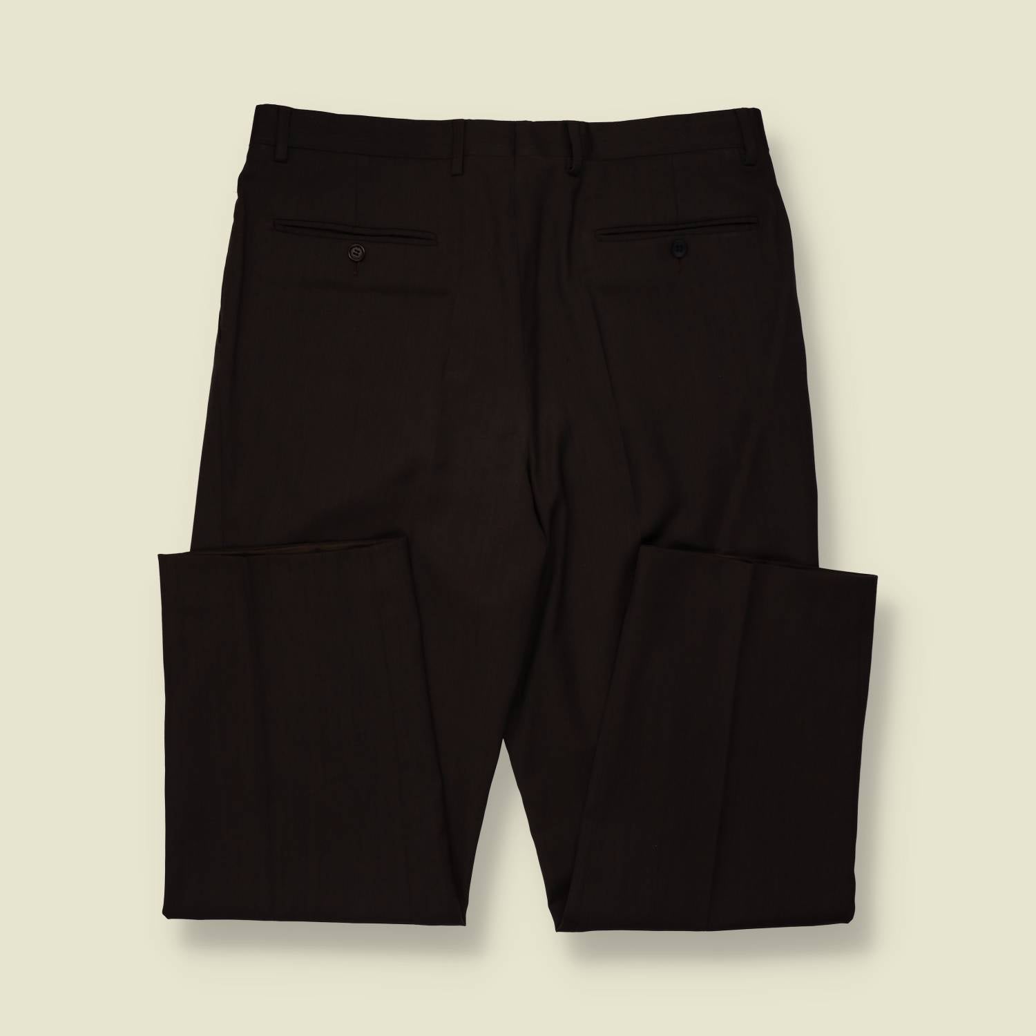 1980s | Pleated Wool Trousers | Brown - w34