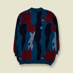 1980s | Abstract Print Jumper | Blue/Red - XL