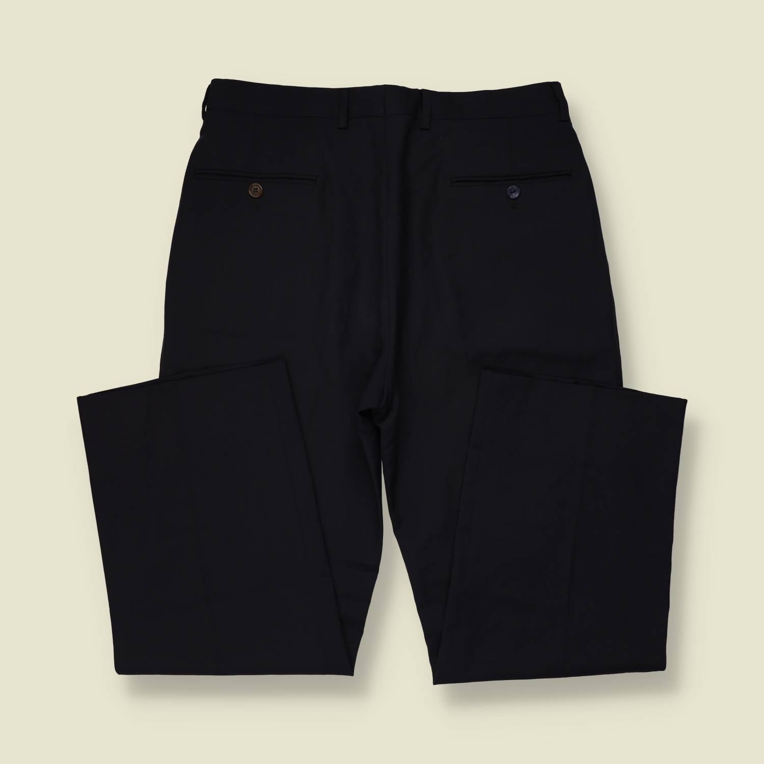 1980s | Pierre Cardin | Pleated Wool Trousers | Navy - w32