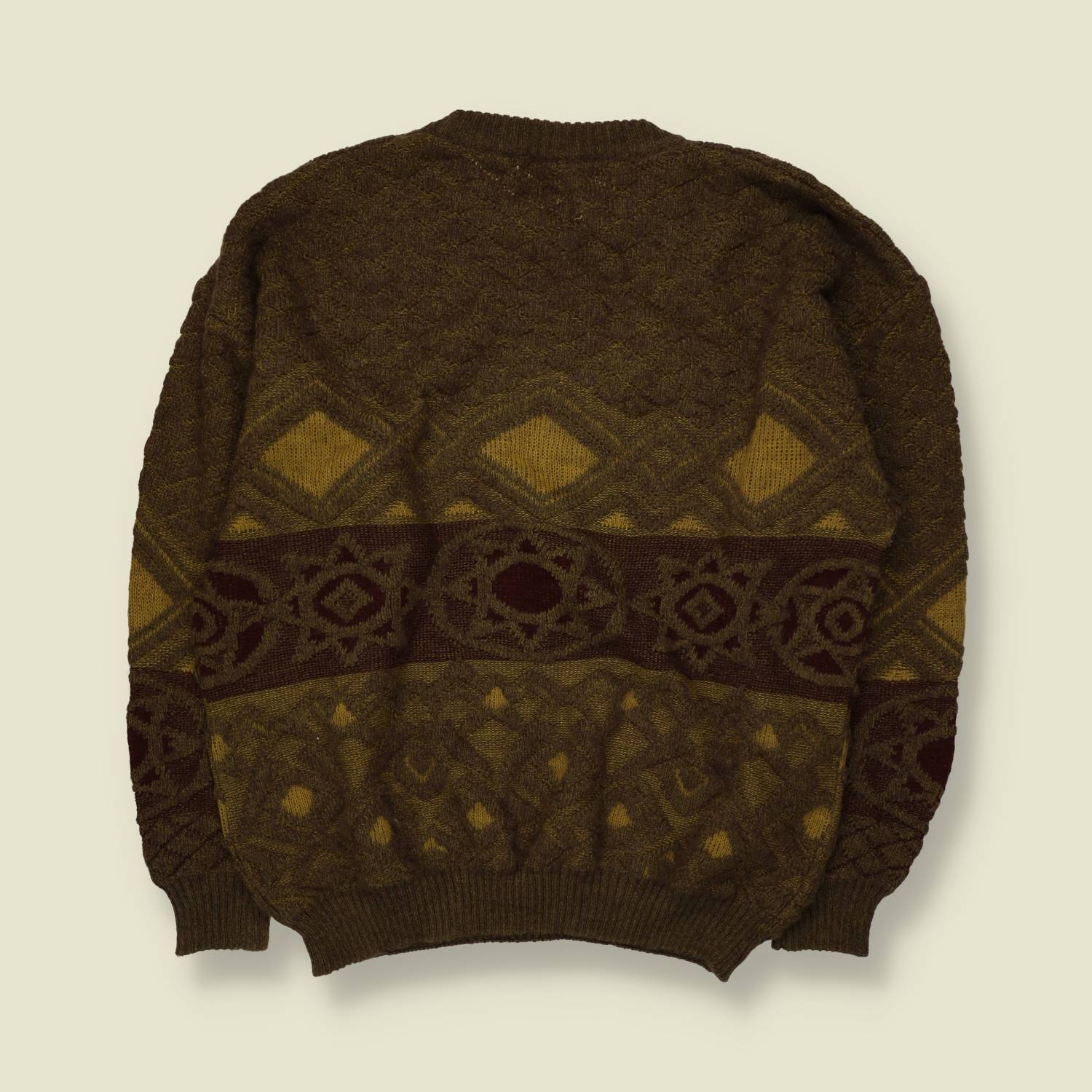 1980s | Monte Carlo | Patterned Jumper | Green/Brown - XL
