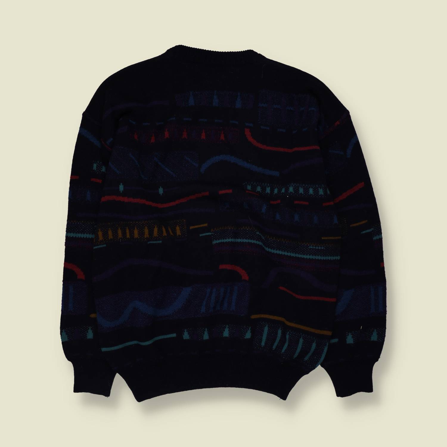 1980s | Enzo Lorenzo | Abstract Pattern Jumper | Navy Multi - XL