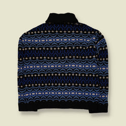 1980s | Fair Isle Roll Neck Jumper | Blue/Black - M