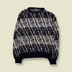 1980s | Abstract Pattern Jumper | Navy/Grey - M
