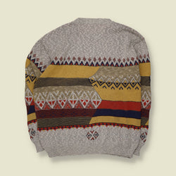 1980s | Tom Davis | Aztec Pattern Jumper | Grey/Mustard - L