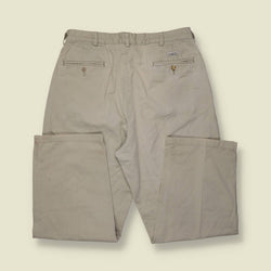 1990s | Polo Ralph Lauren | Pleated Cotton Trousers | Stone - w34