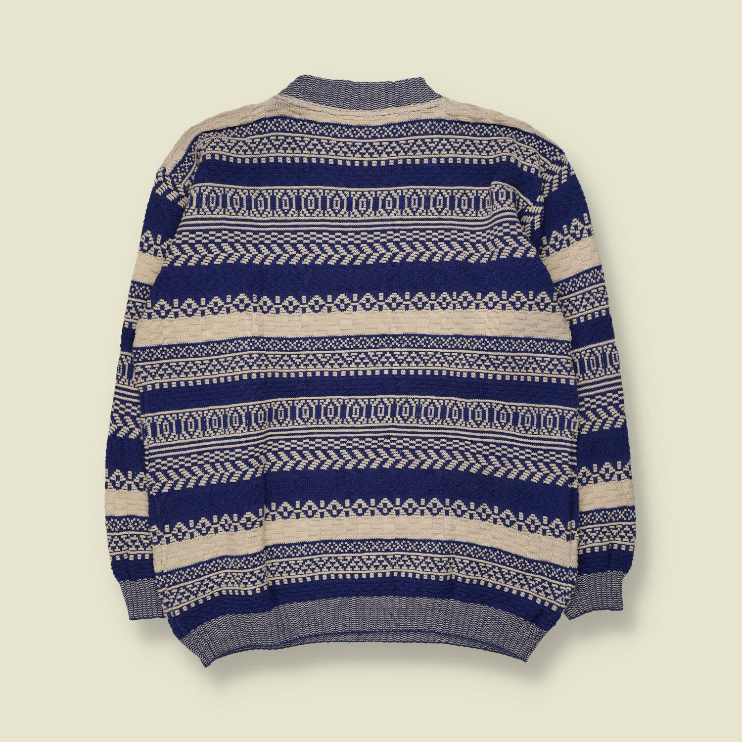 1980s | Fair Isle Jumper | Navy/Cream - L