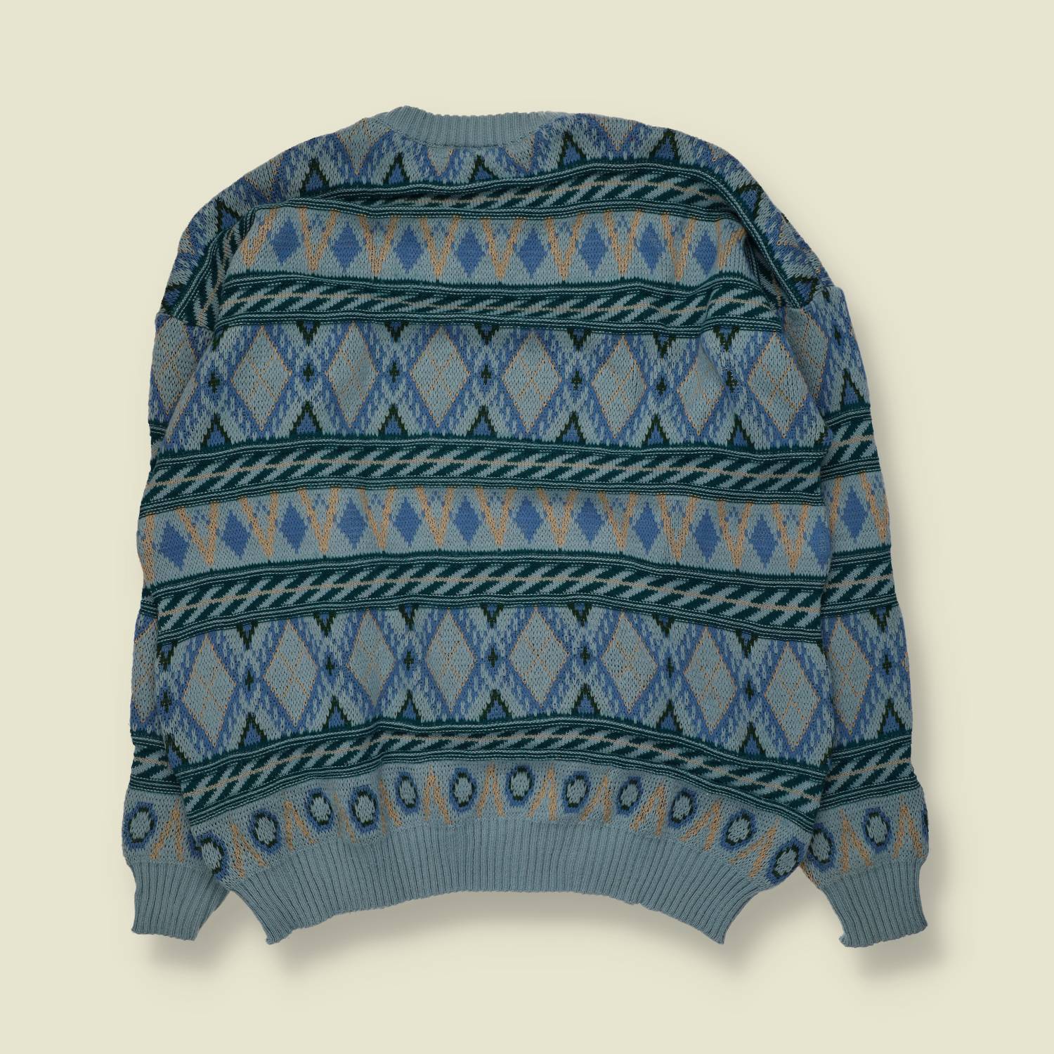 1980s | Diamond Pattern Jumper | Blue - XL