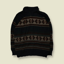 1980s | Ferraro | Crest Polo Jumper | Black/Brown - XXL