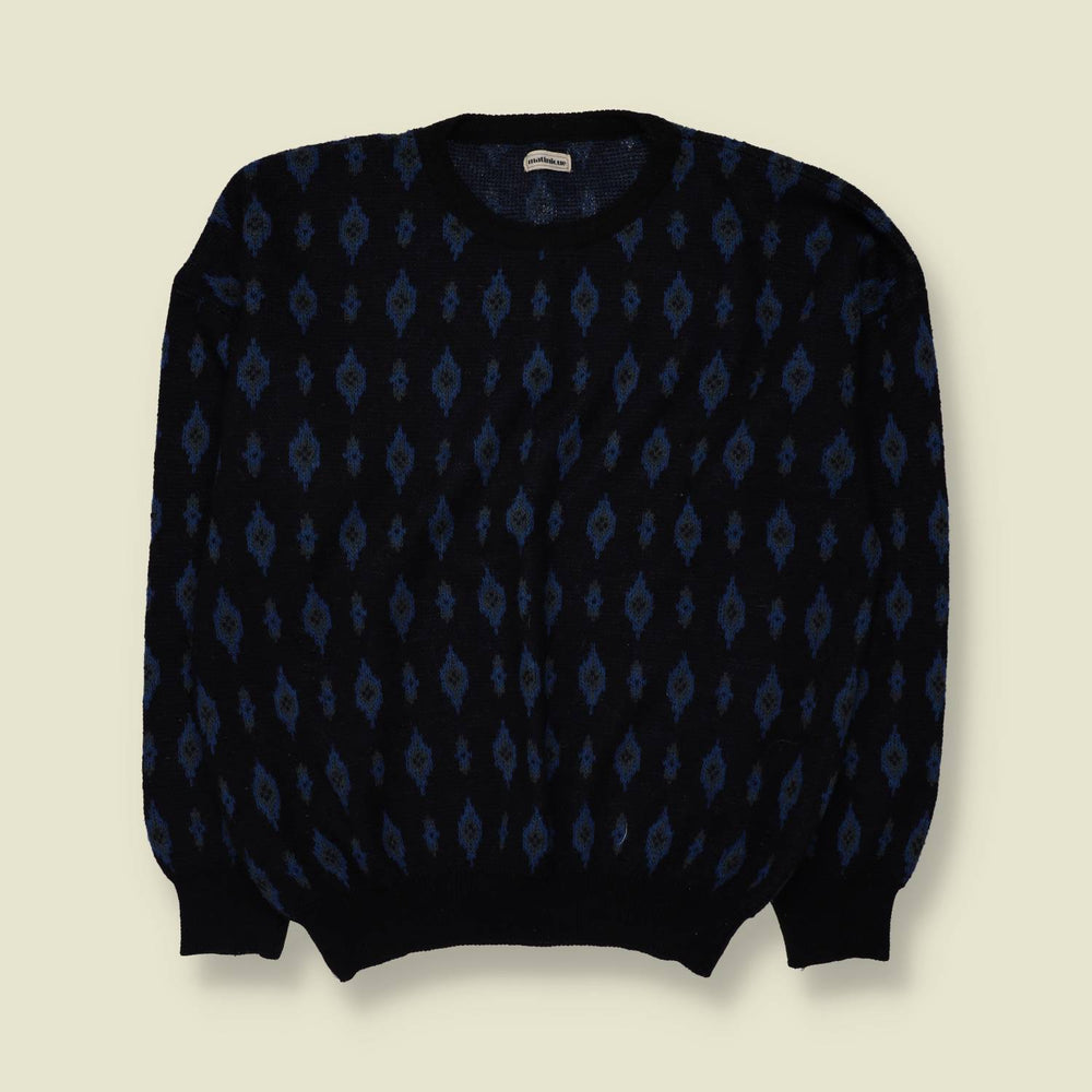1980s | Matinique | Diamond Pattern Jumper | Black/Blue - 3XL