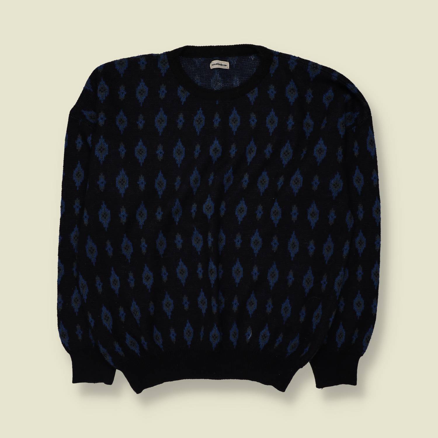 1980s | Matinique | Diamond Pattern Jumper | Black/Blue - 3XL