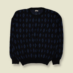 1980s | Matinique | Diamond Pattern Jumper | Black/Blue - 3XL
