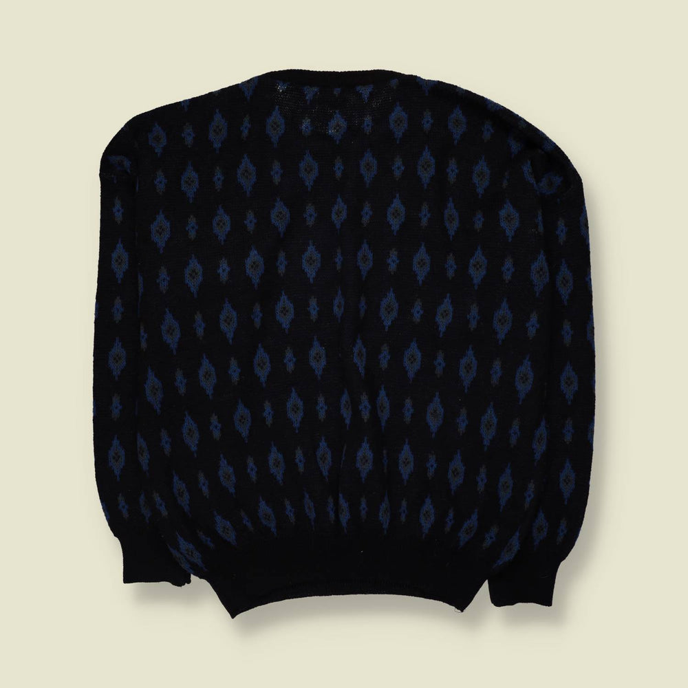1980s | Matinique | Diamond Pattern Jumper | Black/Blue - 3XL