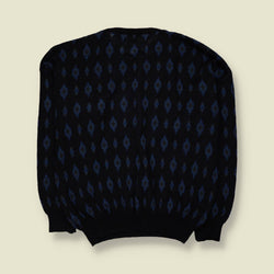 1980s | Matinique | Diamond Pattern Jumper | Black/Blue - 3XL