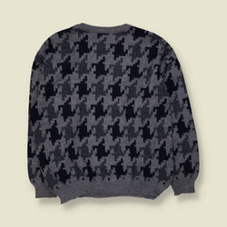1980s | Houndstooth Jumper | Grey/Navy - L